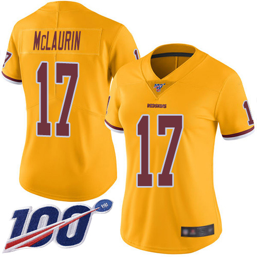 Washington Redskins Limited Gold Women Terry McLaurin Jersey NFL Football #17 100th Season Rush Vapor Untouchable->youth nfl jersey->Youth Jersey